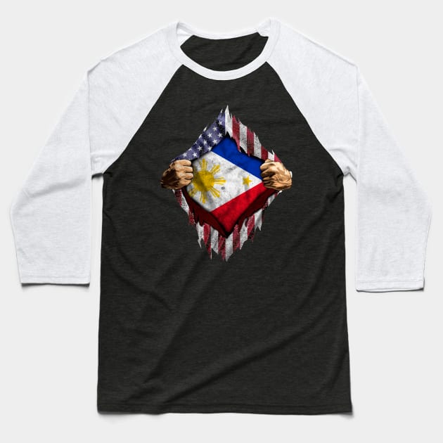 Filipino American Flag Baseball T-Shirt by Dailygrind